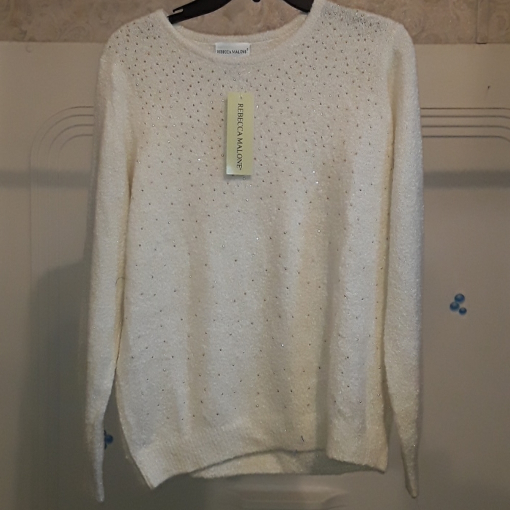 Soft White Rebecca Malone Sweater L